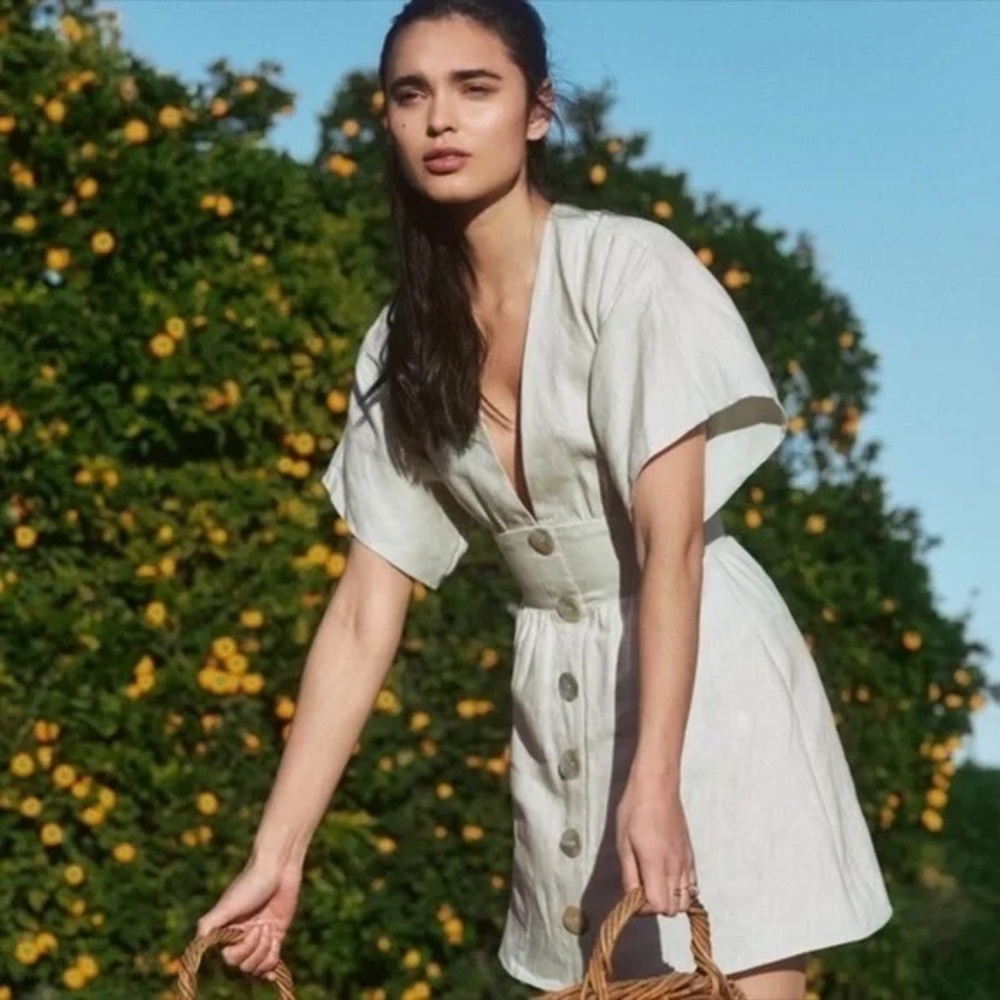 Reformation Cream Mini Dress